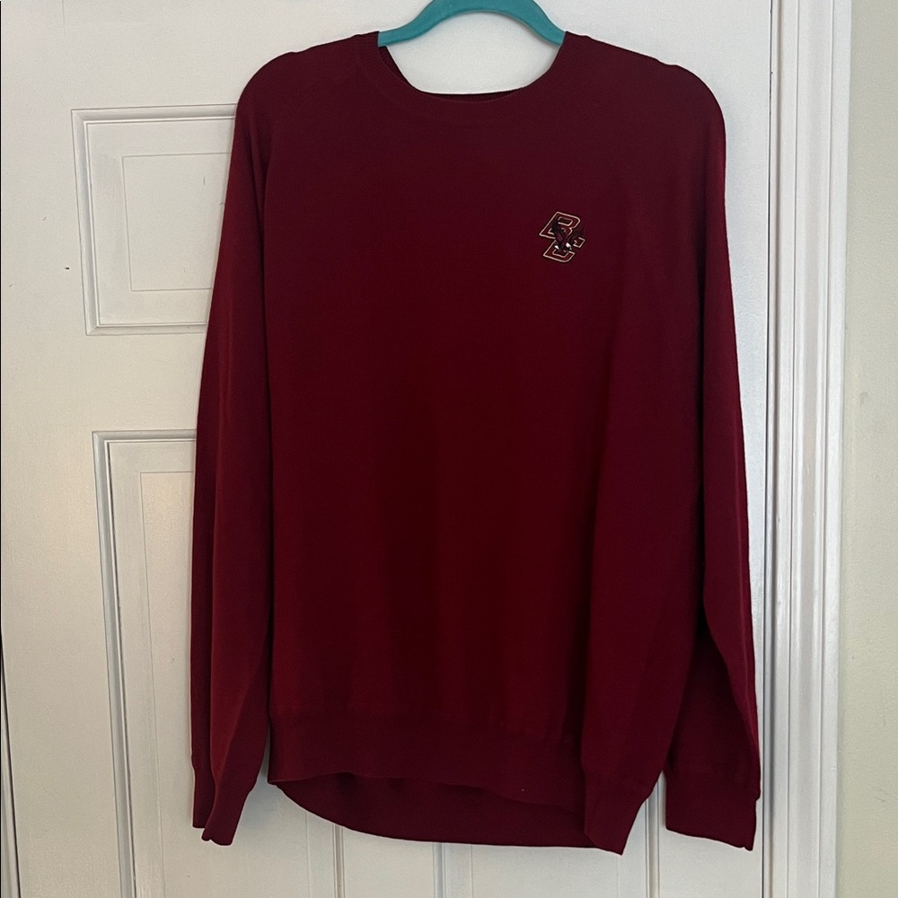 Boston College Eagle Greg Norman Collection Burgundy Wool Crewneck Sweater